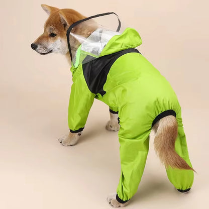 Waterproof Pet Raincoat with Transparent Hood for Dogs and Cats - Stylish Jumpsuit Jacket