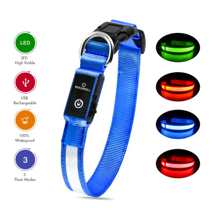 LED Dog Collar - Waterproof Luminous Safety Accessory with Flashing Light Feature