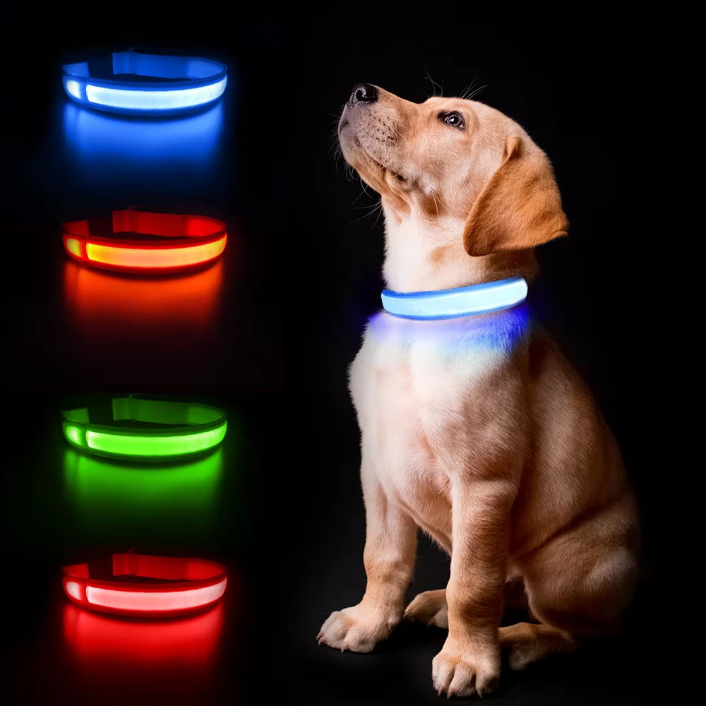 LED Dog Collar - Waterproof Luminous Safety Accessory with Flashing Light Feature