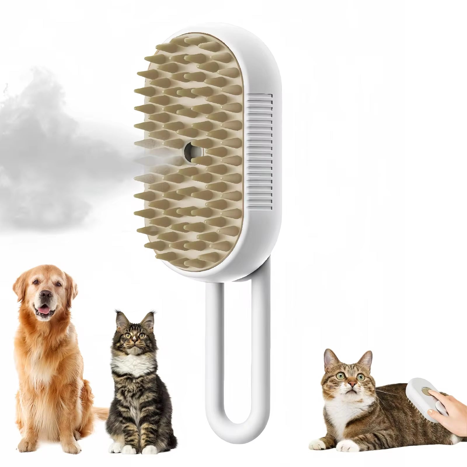 3-in-1 Electric Pet Grooming Brush with Steam and Spray Function for Cats and Dogs - Hair Removal and Massage Comb