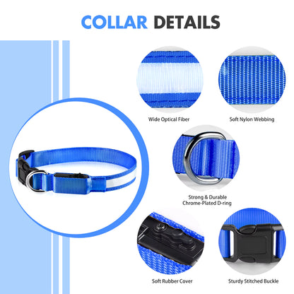 LED Dog Collar - Waterproof Luminous Safety Accessory with Flashing Light Feature
