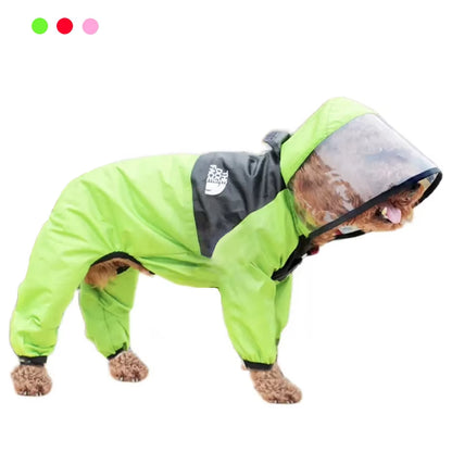 Waterproof Pet Raincoat with Transparent Hood for Dogs and Cats - Stylish Jumpsuit Jacket