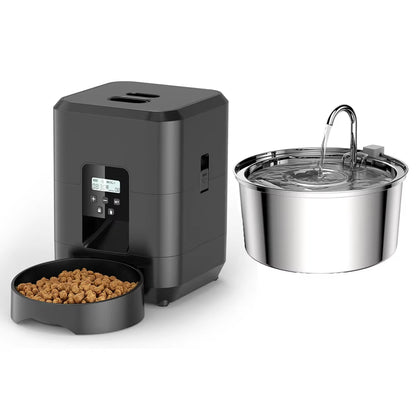 Smart Automatic Cat and Dog Feeder with 3.5L Dry Food Dispenser and 2L Water Fountain, Compatible with Tuya Wi-Fi