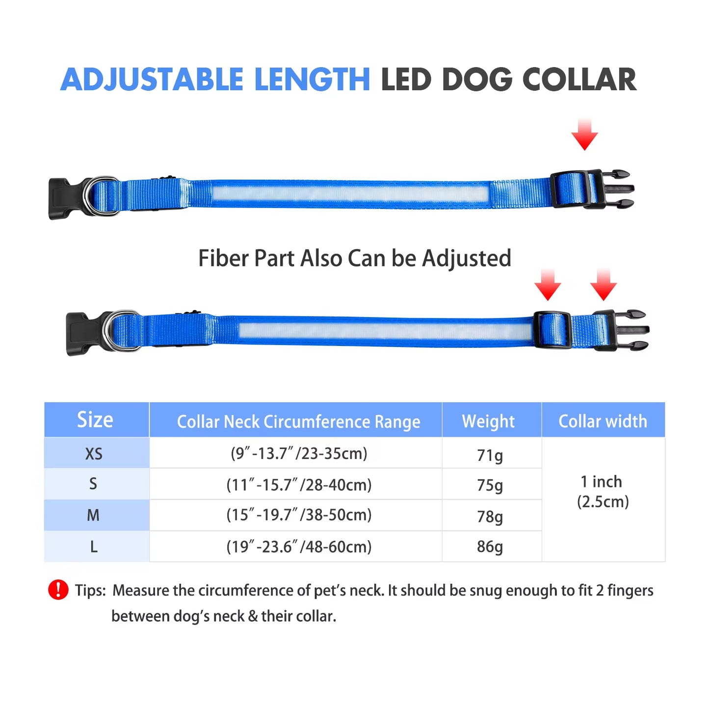 LED Dog Collar - Waterproof Luminous Safety Accessory with Flashing Light Feature