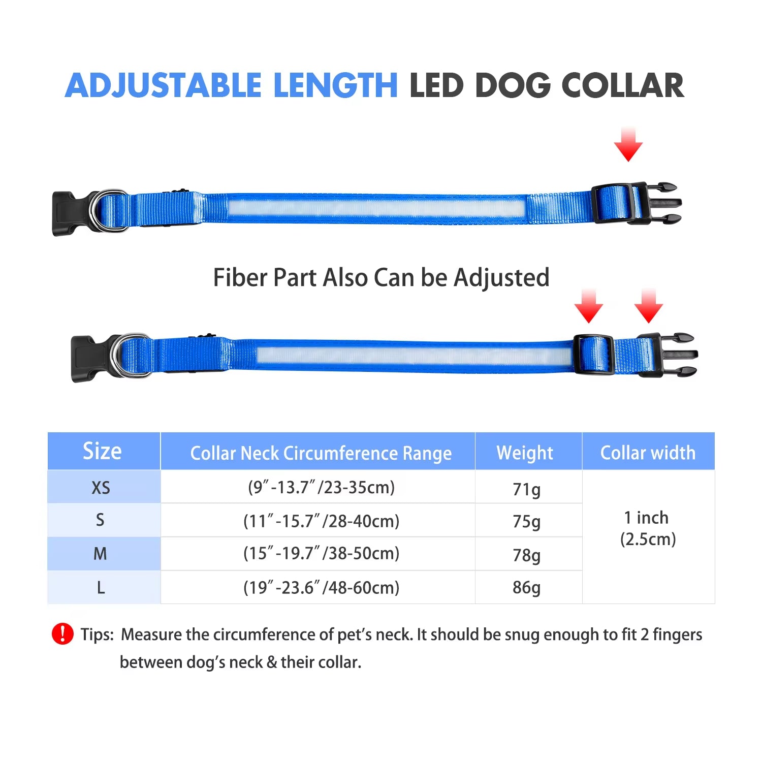 LED Dog Collar - Waterproof Luminous Safety Accessory with Flashing Light Feature