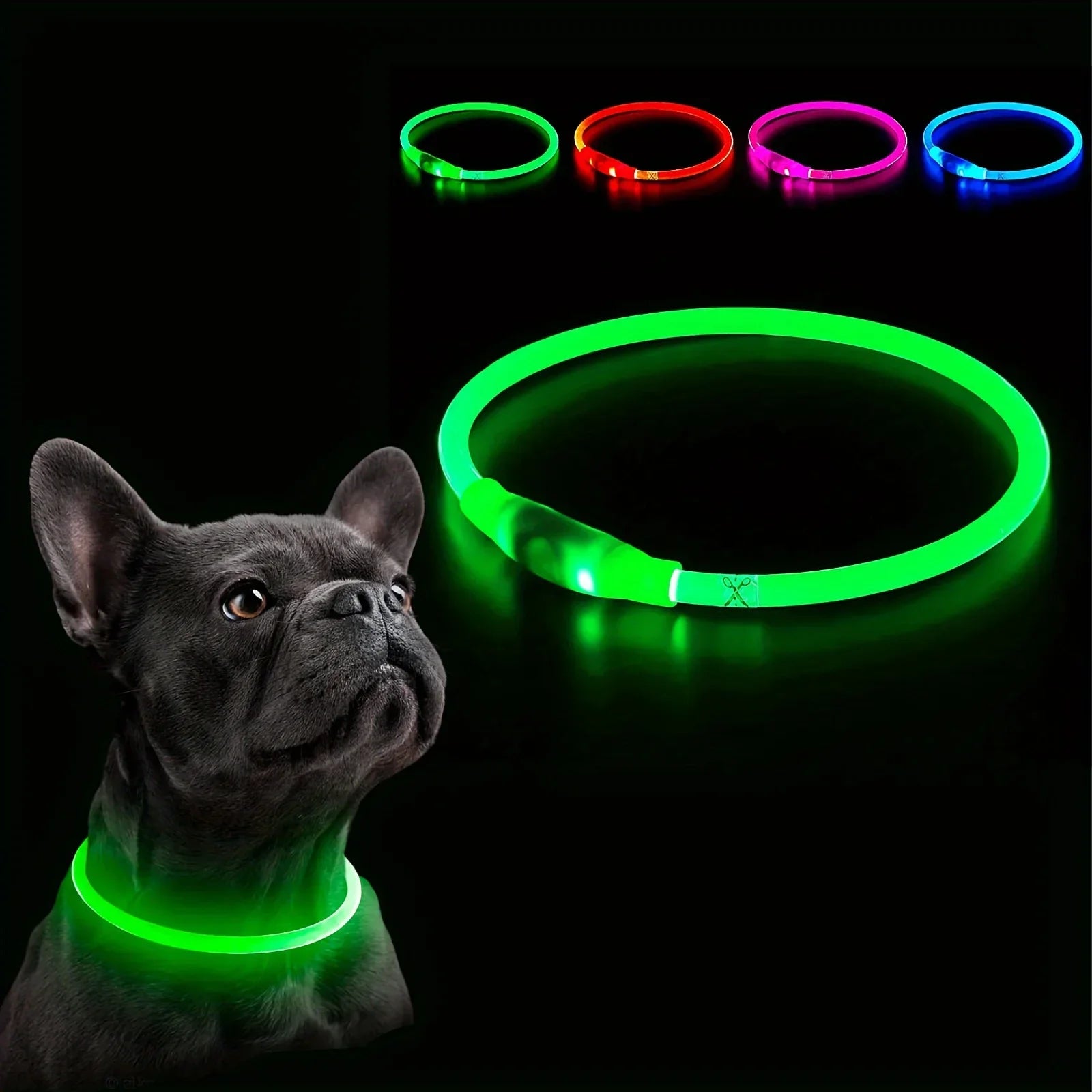 LED Illuminated Dog Collar - Rechargeable Anti-Lost Necklace for Small, Medium, and Large Dogs