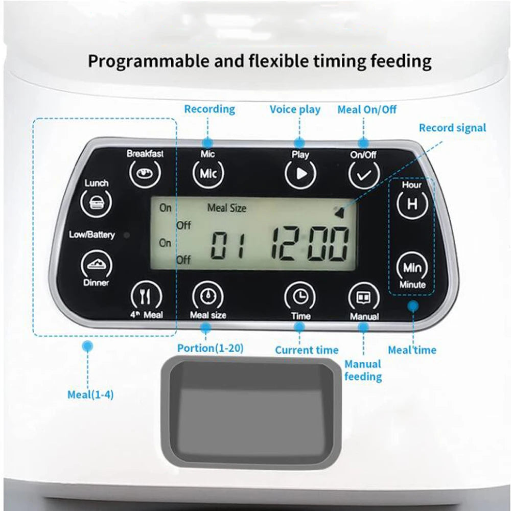 Smart Automatic Cat and Dog Feeder with 3.5L Dry Food Dispenser and 2L Water Fountain, Compatible with Tuya Wi-Fi