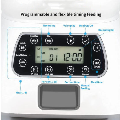 Smart Automatic Cat and Dog Feeder with 3.5L Dry Food Dispenser and 2L Water Fountain, Compatible with Tuya Wi-Fi