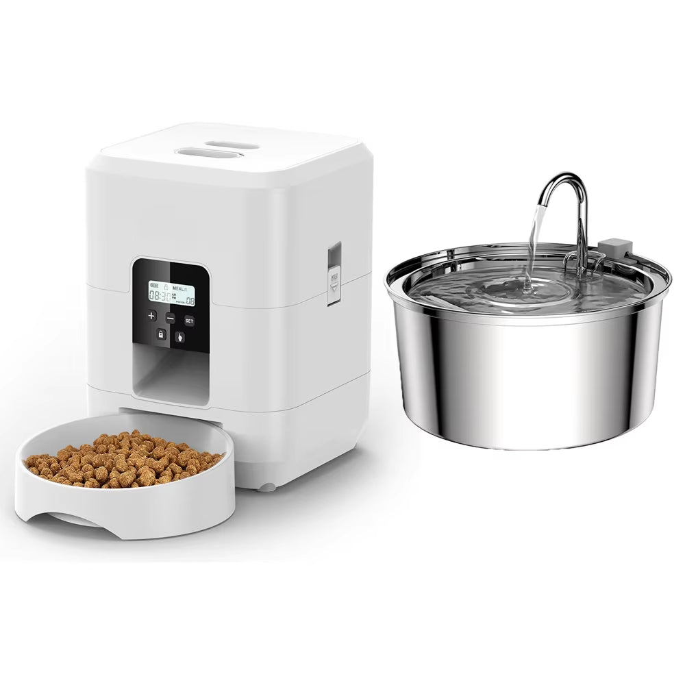 Smart Automatic Cat and Dog Feeder with 3.5L Dry Food Dispenser and 2L Water Fountain, Compatible with Tuya Wi-Fi